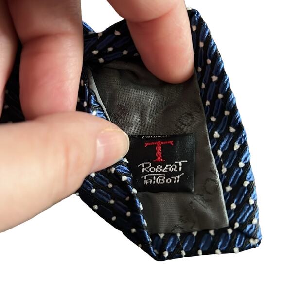 Robert Talbott Nordstrom Blue Tie Hand Sewn 100% Silk From Italy Made In USA - Picture 7 of 8